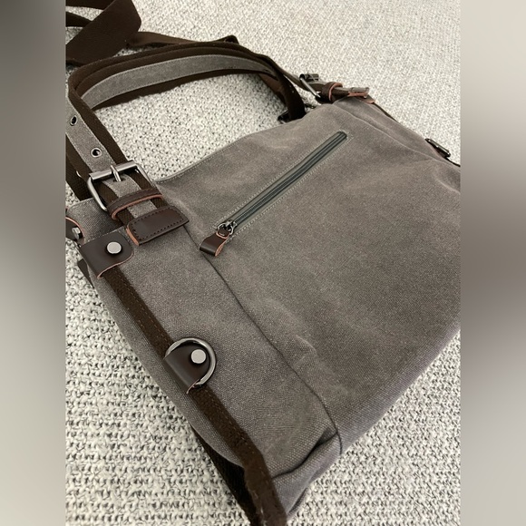 Coofit Gray Canvas Messenger Crossbody Travel Bag 16x10x6 - Picture 1 of 9